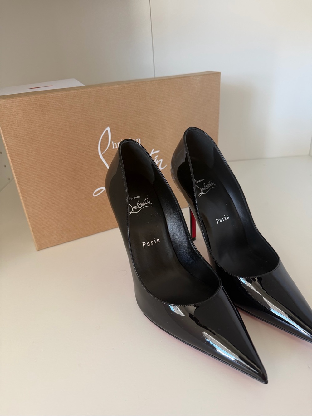 New: Christian Louboutin Black Patent Leather Pointed Pumps. Size 38.5 - Picture 5 of 7